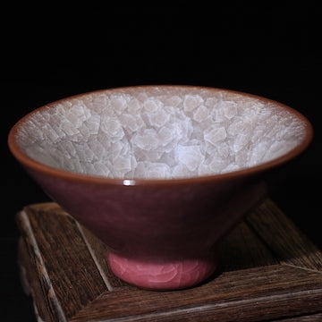 Pink Ice-Crackled Cup (Bamboo Hat)