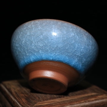 Blue Ice-Crackled Cup (Flat Mouthed)