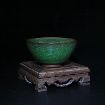 Green Ice-Crackled Cup (Flat Mouthed)