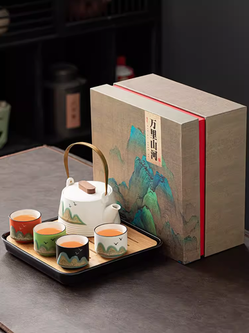 Palace Museum Cultural and Creative Landscape Gift Box Tea Cup Tea Set