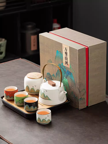 Palace Museum Cultural and Creative Landscape Gift Box Tea Cup Tea Set